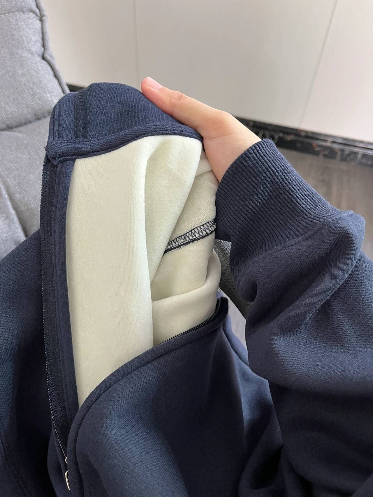 青ファッション 青ファッション なめらか裏起毛ジップパーカー