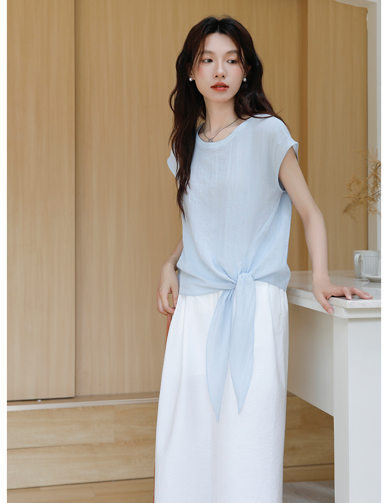 青ファッション ふんわりシャツ
