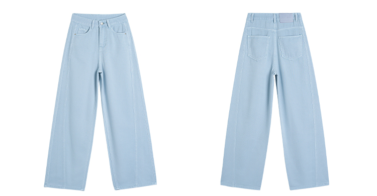 青ファッション すっきりワイドデニムパンツ