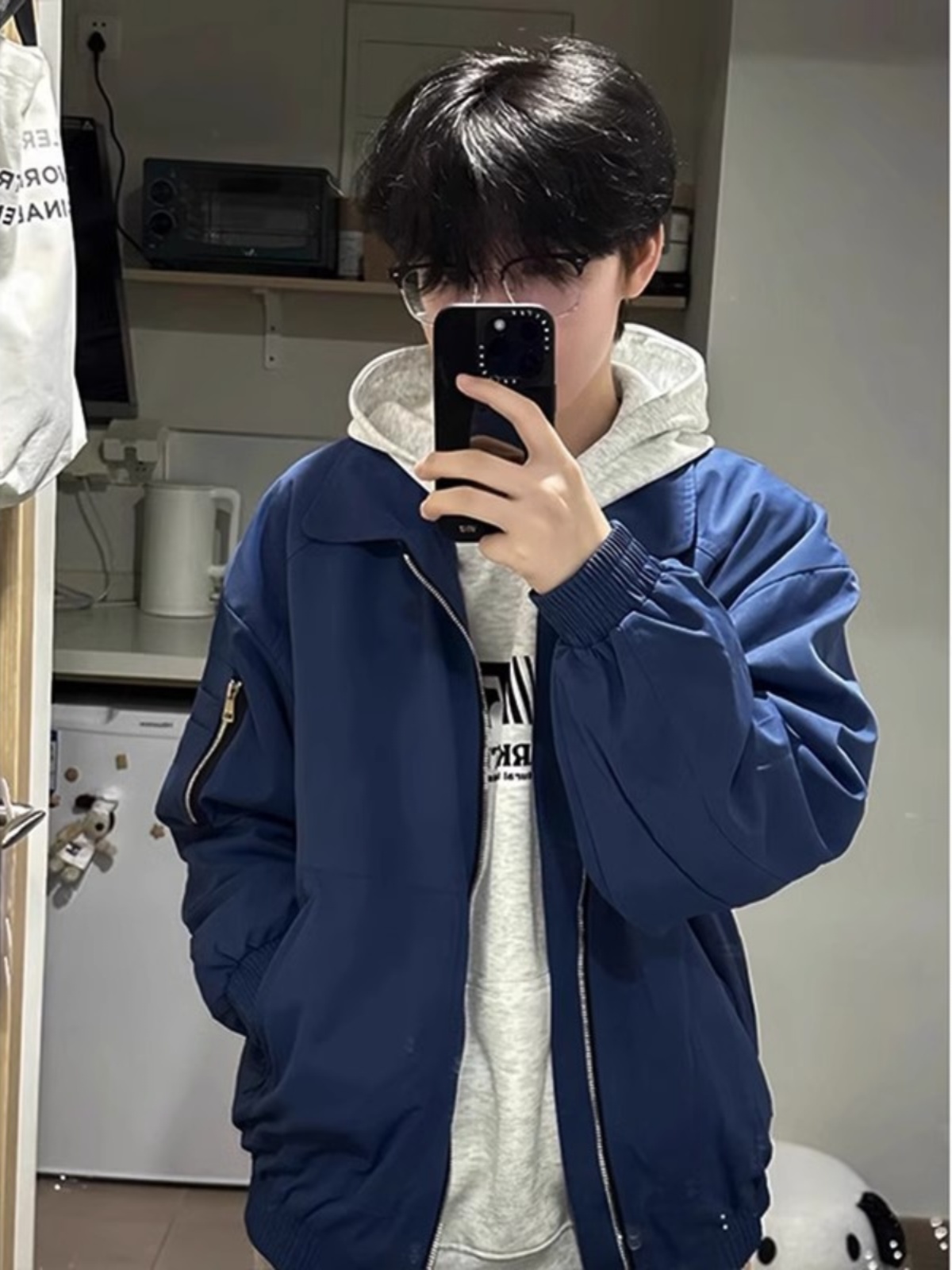 青ファッション 都会的フライトジャケット