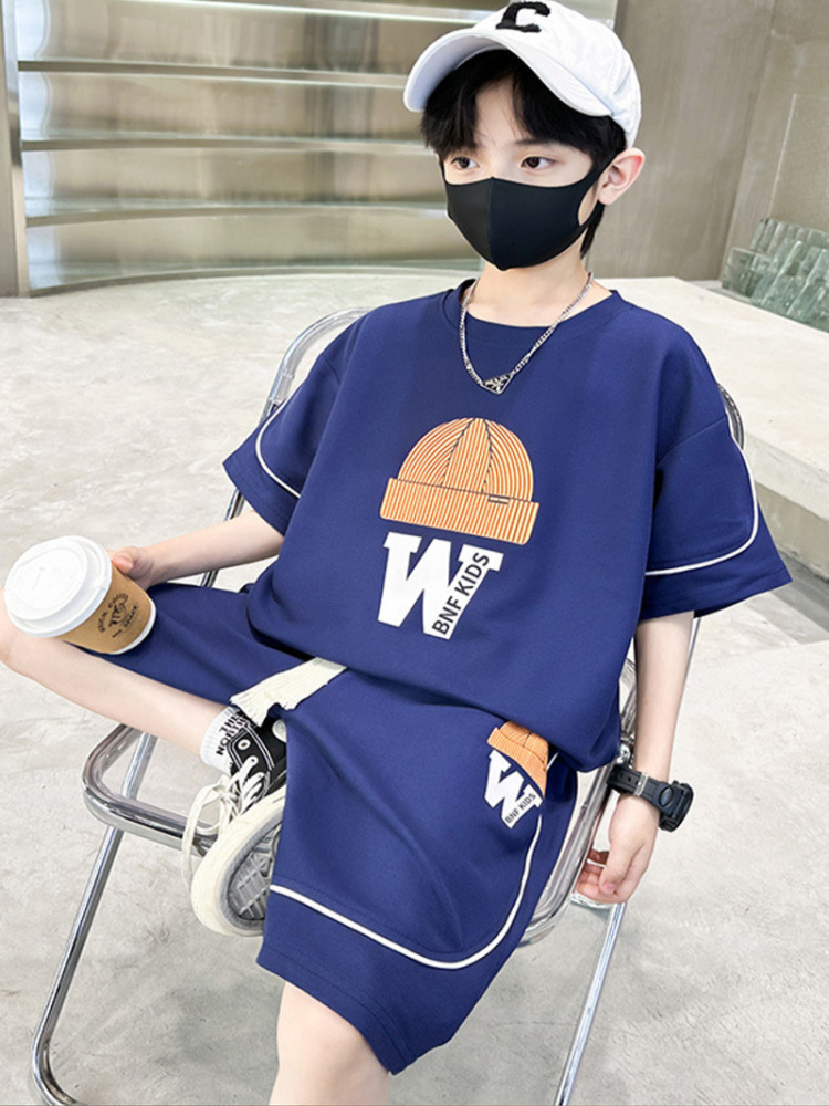 青ファッション 青ファッション ニット帽モチーフセットアップ