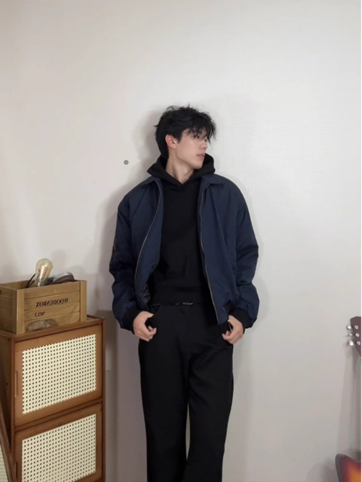 青ファッション 都会派ミリタリーブルゾン