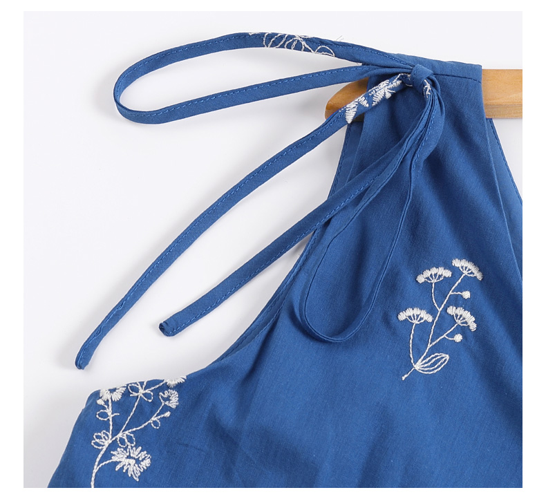 青ファッション 花刺繍カシュクールワンピース