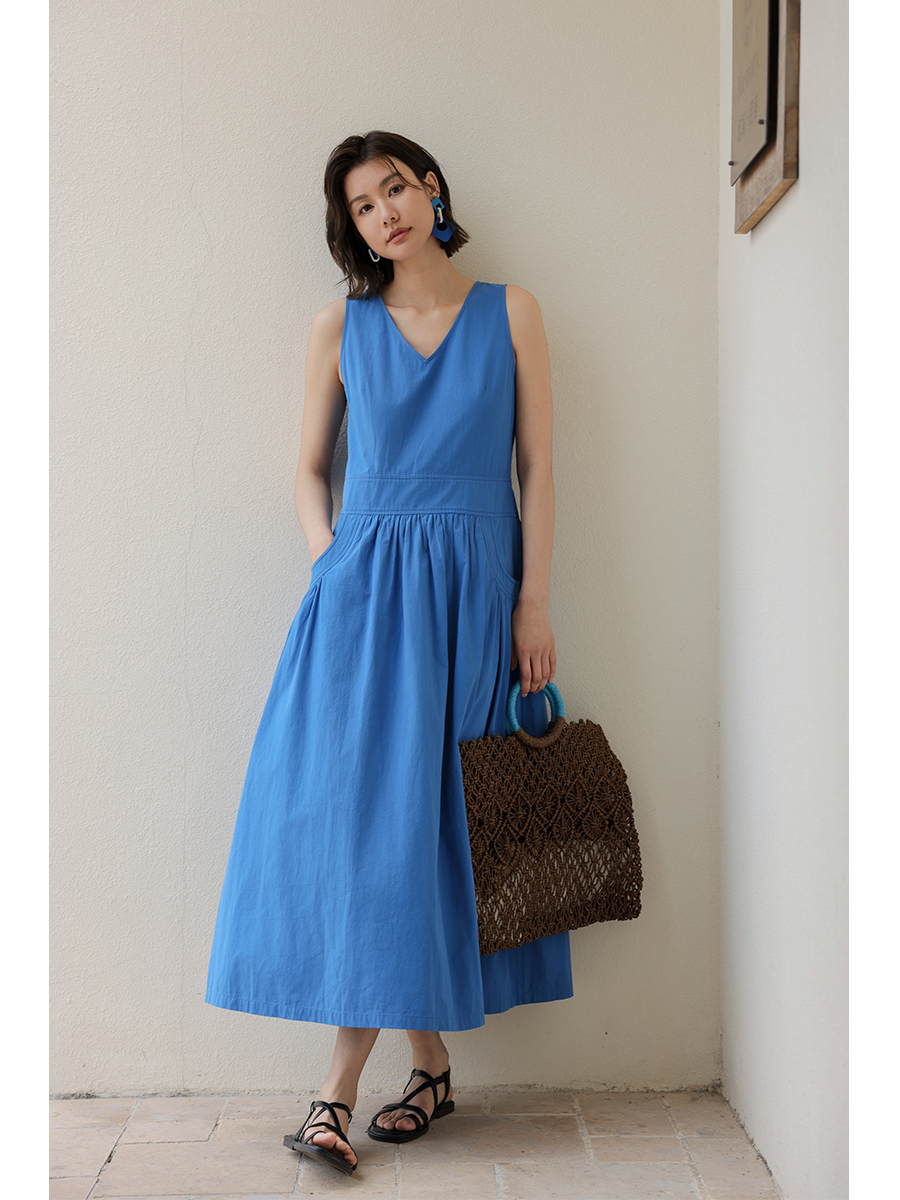 青ファッション リゾートフレアワンピース
