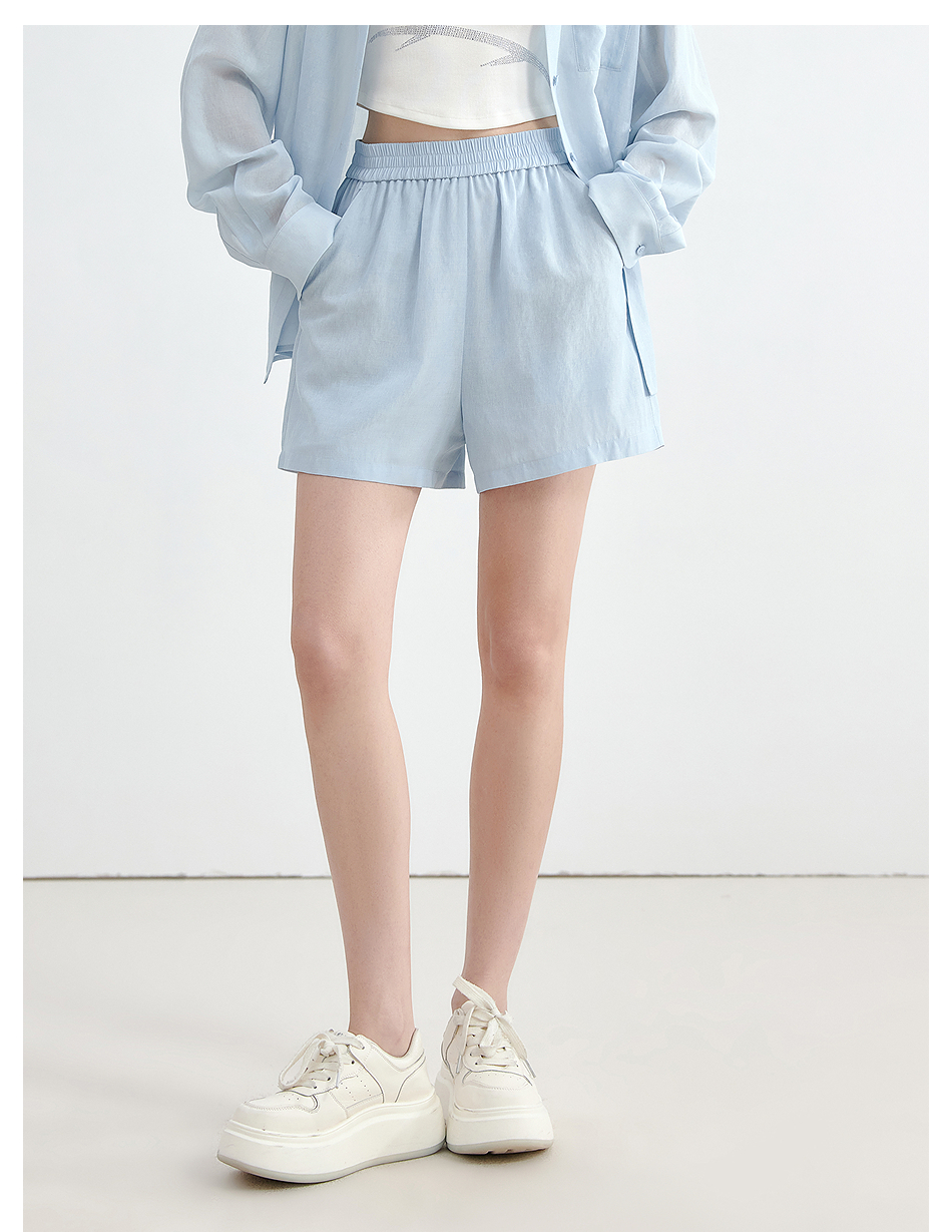 青ファッション リラックスショートパンツ