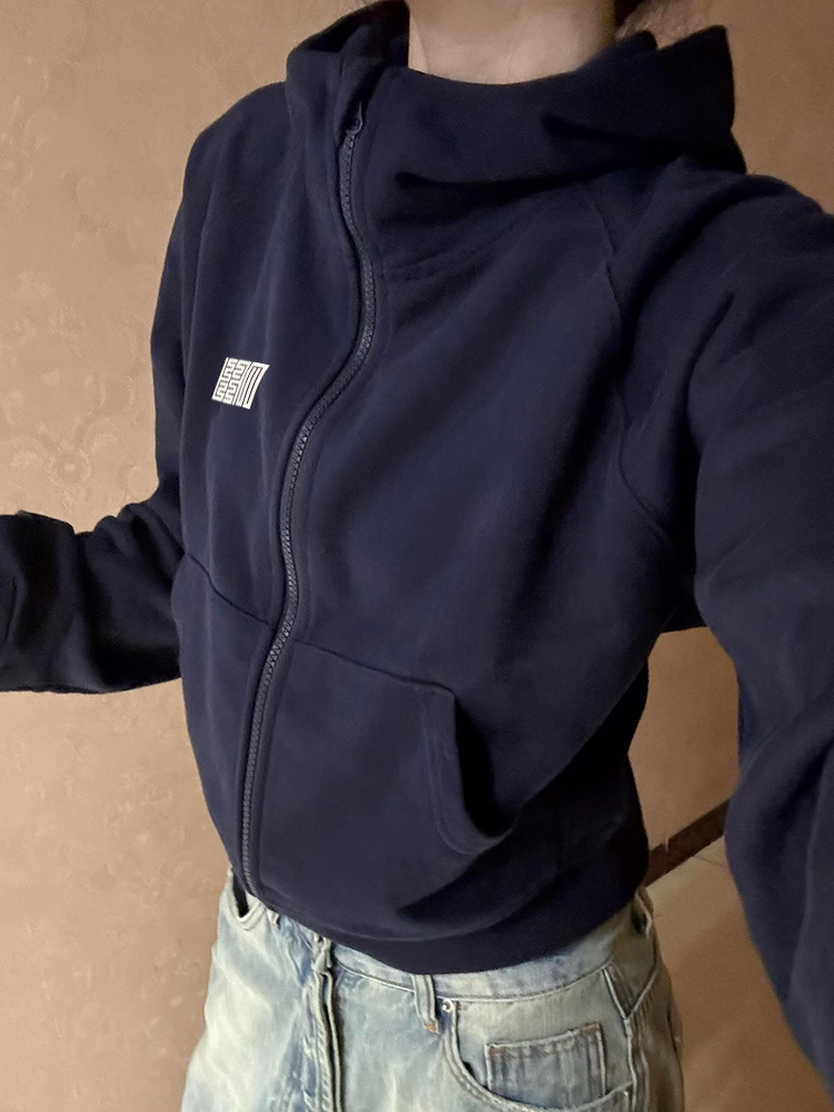 青ファッション 青ファッション シンプルハイネックジップパーカー