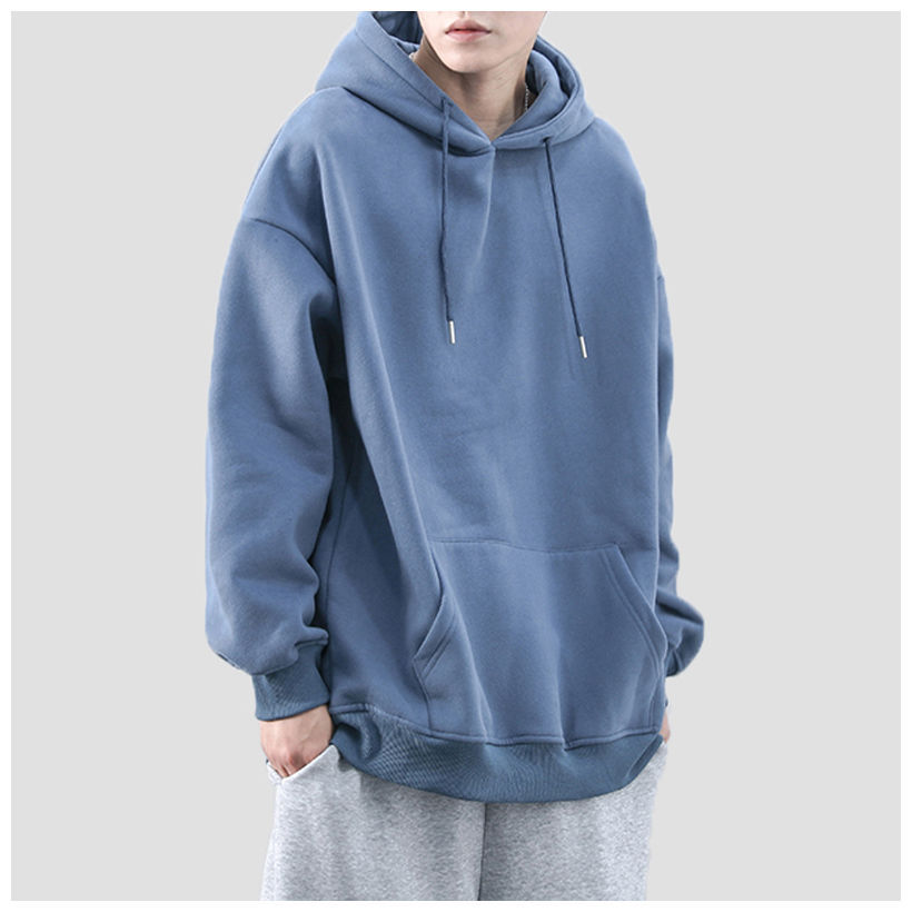 青ファッション ゆったりシルエットフーディ