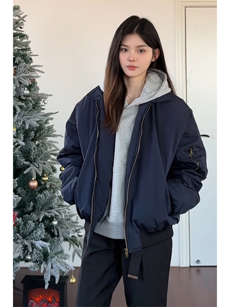青ファッション 青ファッション ふんわり暖か冬空ボンバージャケット