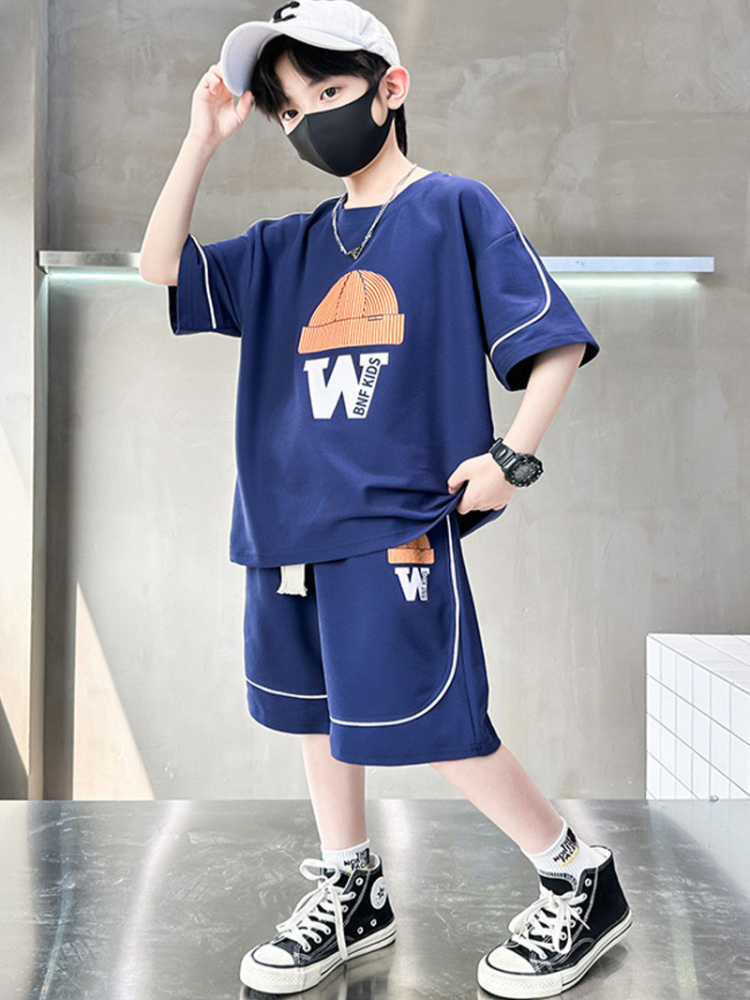 青ファッション 青ファッション ニット帽モチーフセットアップ