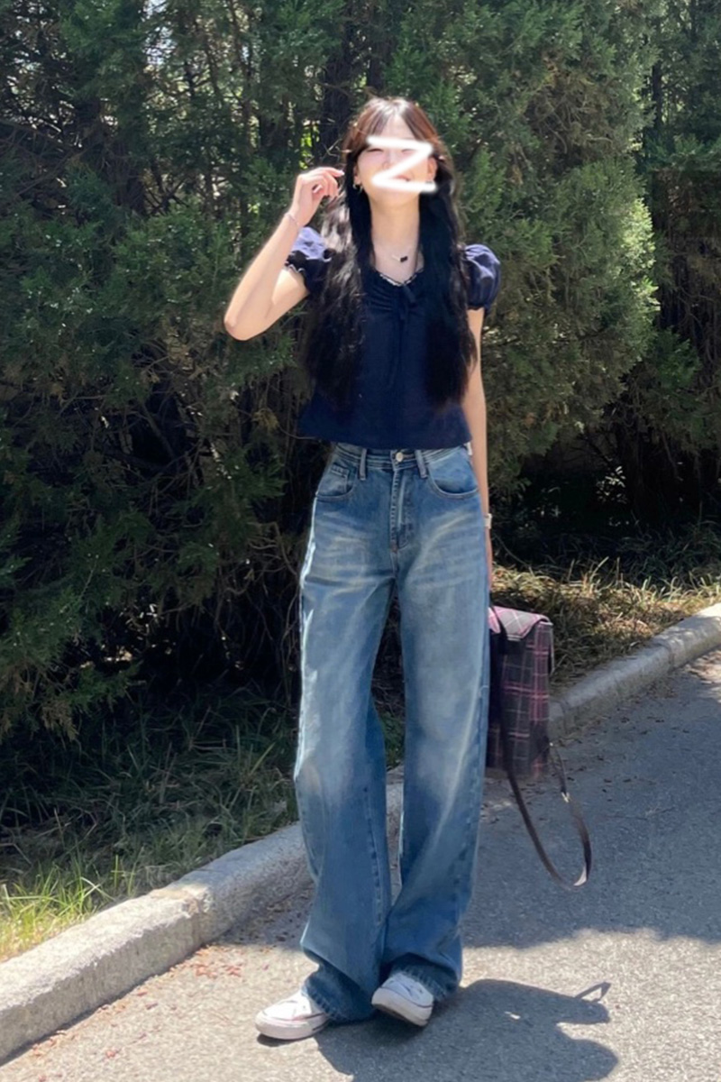 青ファッション 青ファッション パフスリーブ優美ブラウス