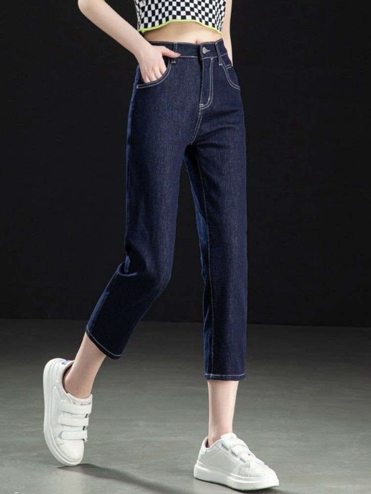 青ファッション 青ファッション クロップドデニムパンツ