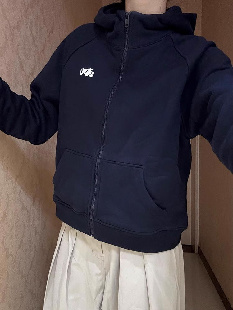 青ファッション 青ファッション シンプルワンポイントフーディ