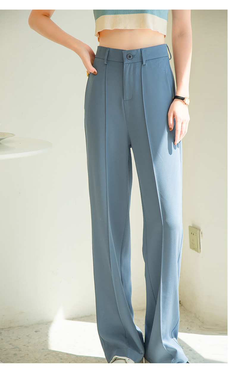 青ファッション なめらかストレートパンツ
