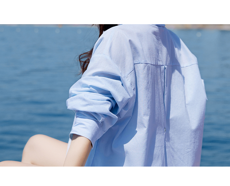 青ファッション さわやか海辺リゾートシャツ