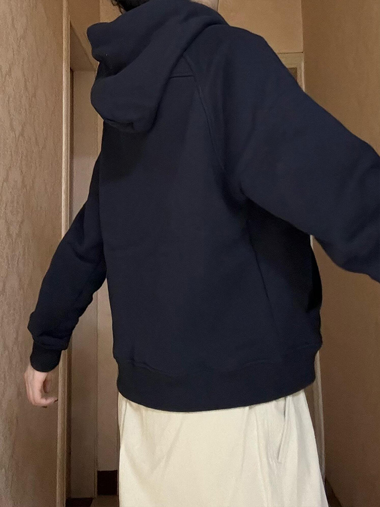 青ファッション 青ファッション シンプルワンポイントフーディ