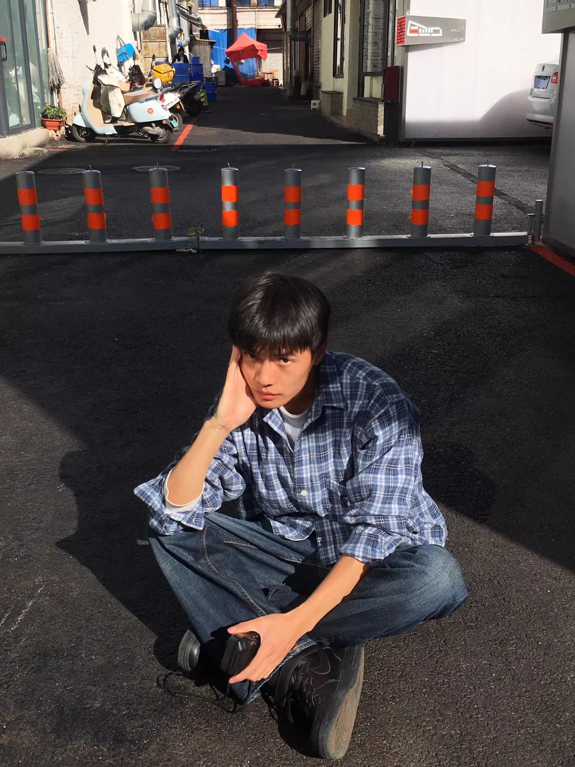 青ファッション 青ファッション 格子柄リラックスシャツ