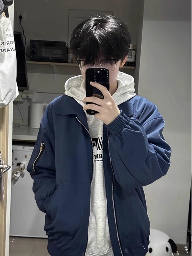 青ファッション 都会的フライトジャケット