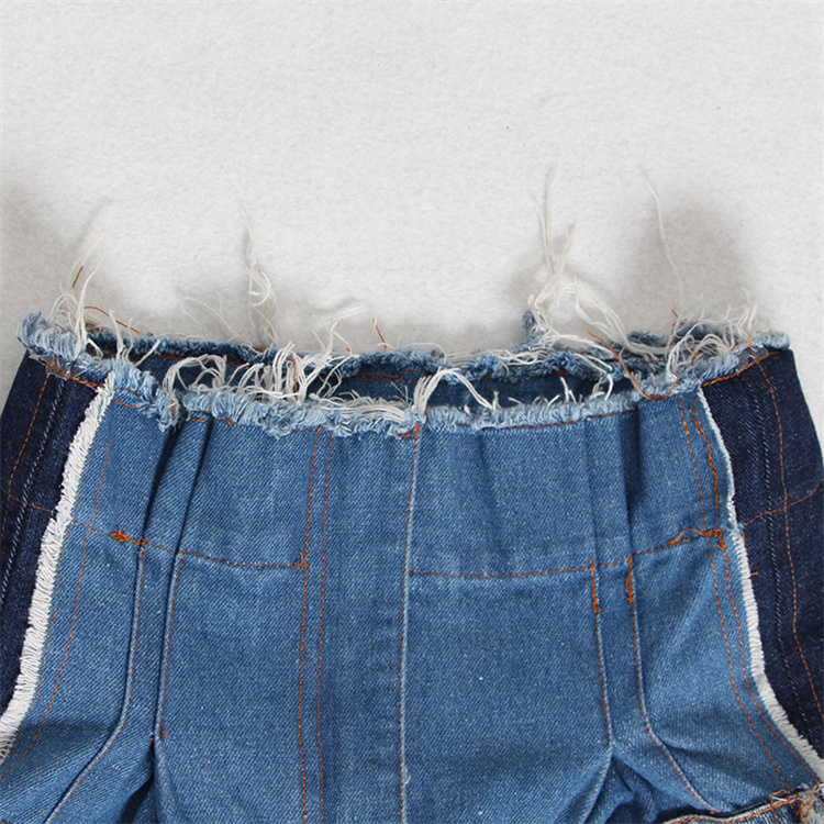 青ファッション デニムワイドパンツ ハイウエスト ゆったりロング