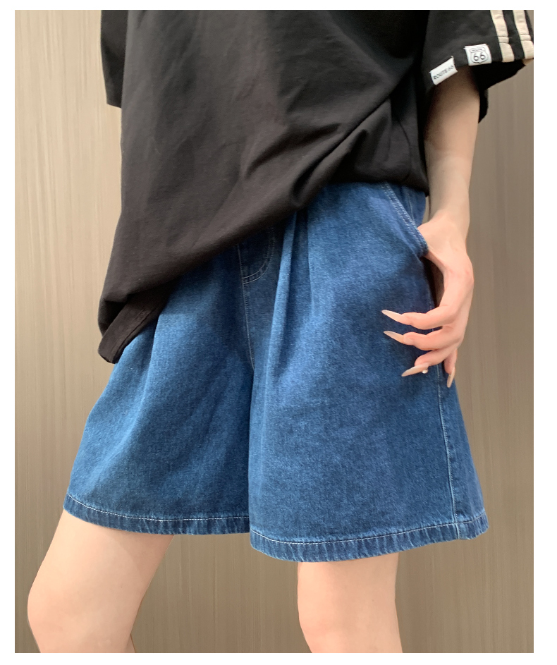 青ファッション ゆったりデニムキュロット