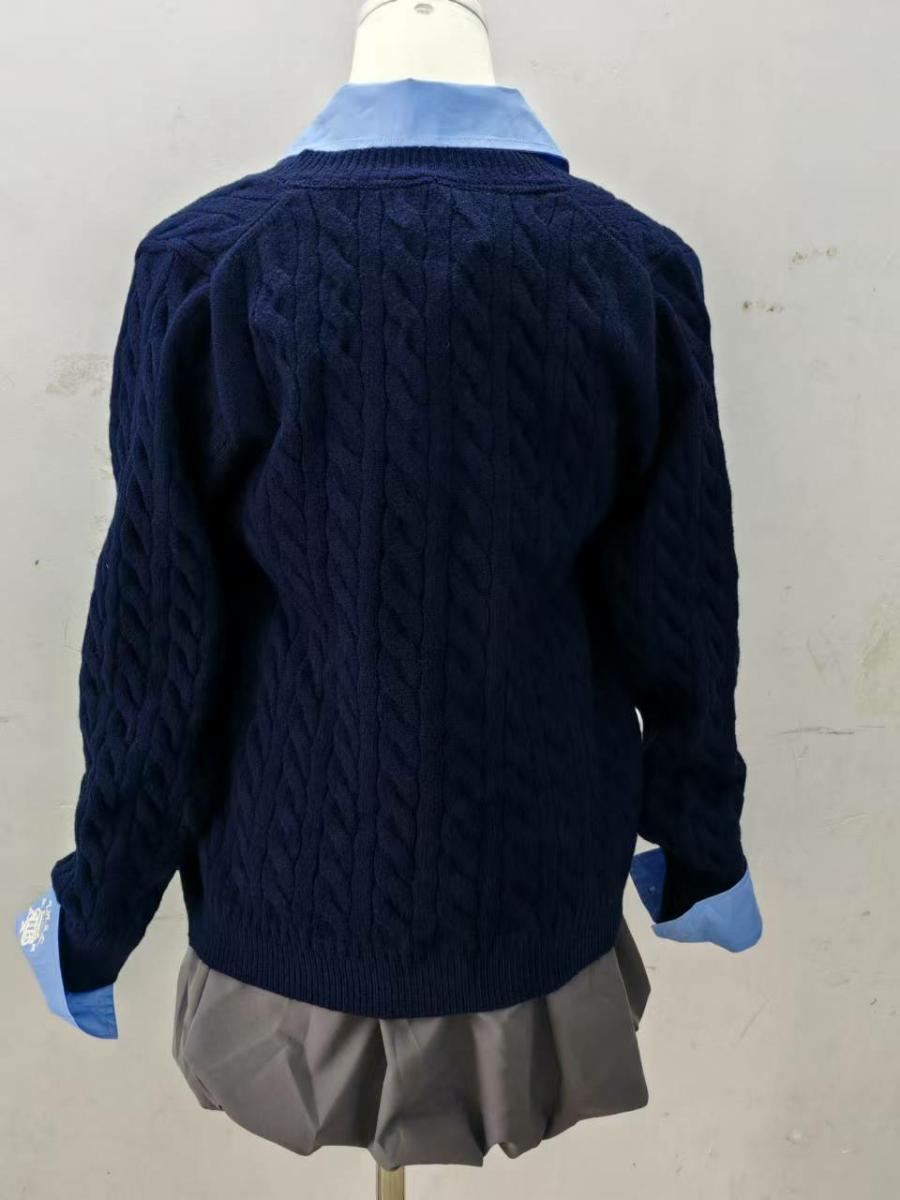青ファッション 青ファッション 麗しの学院風ニットカーディガンシャツ