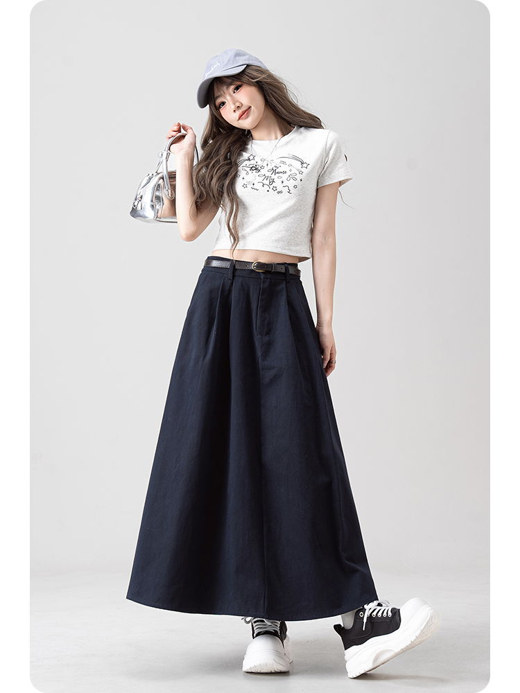 青ファッション 青ファッション タック入りマキシスカート