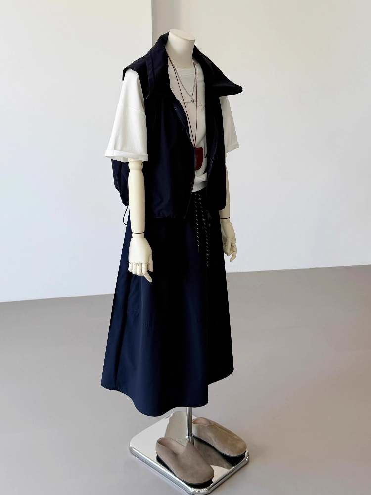 青ファッション 青ファッション 上質モダンベスト＆スカートセット