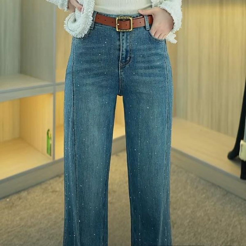 青ファッション ハイウエストフレアデニム