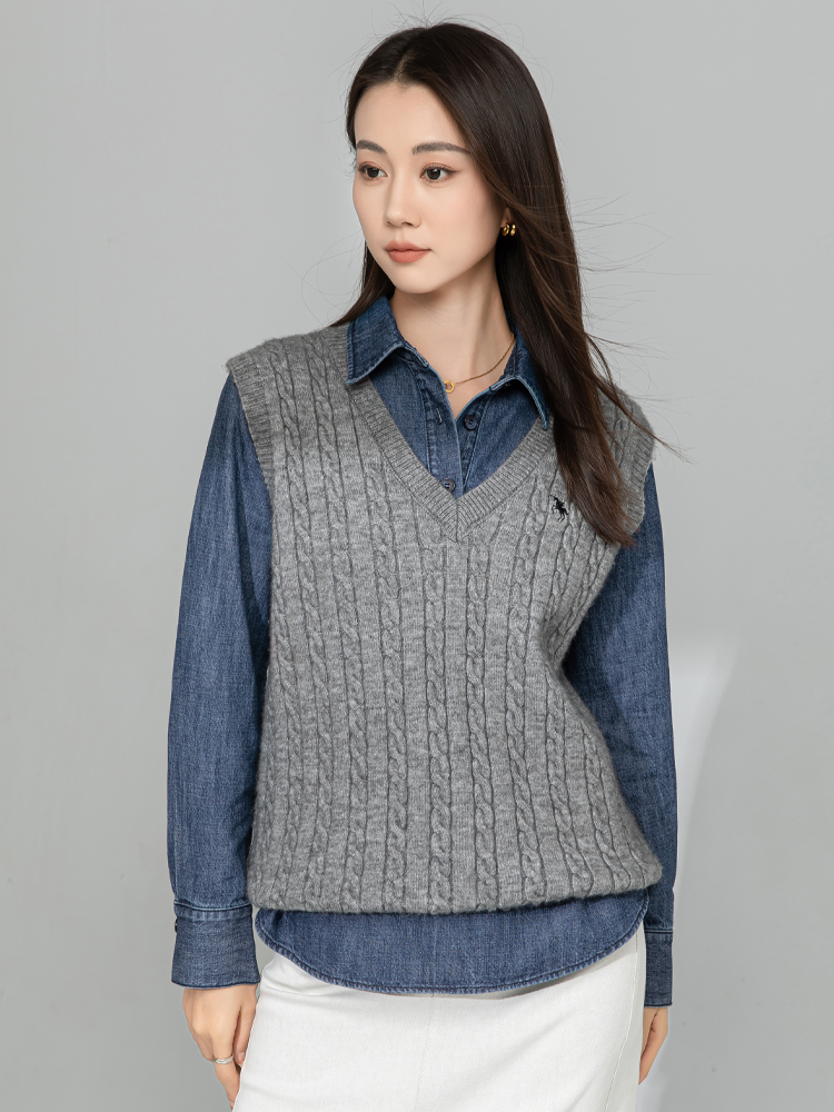 青ファッション プルオーバーデニムシャツ