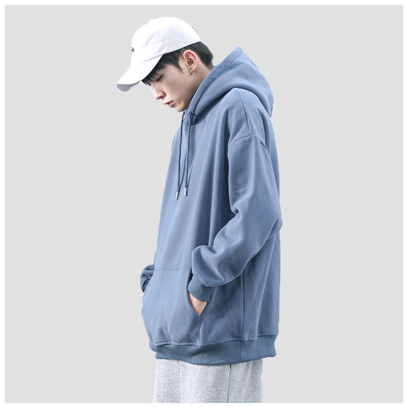 青ファッション ゆったりシルエットフーディ