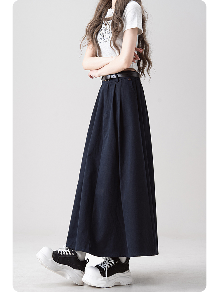 青ファッション 青ファッション タック入りマキシスカート