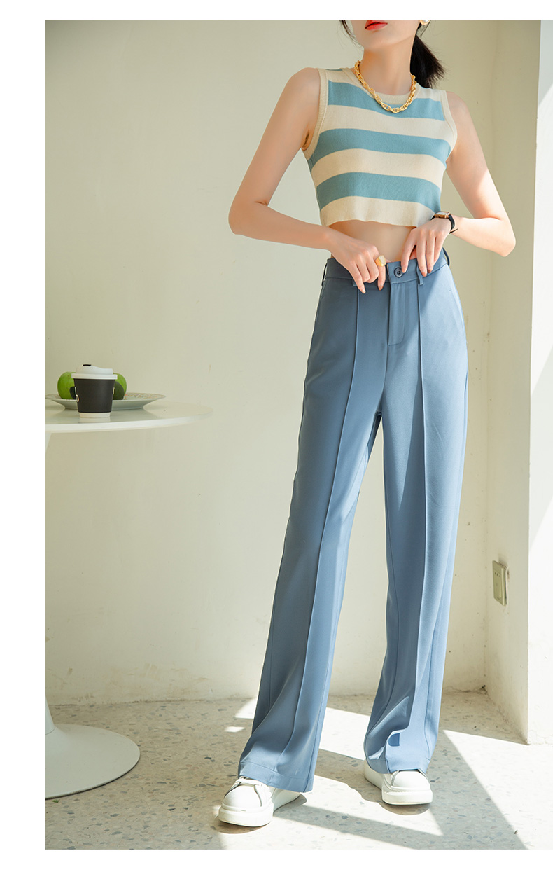 青ファッション なめらかストレートパンツ