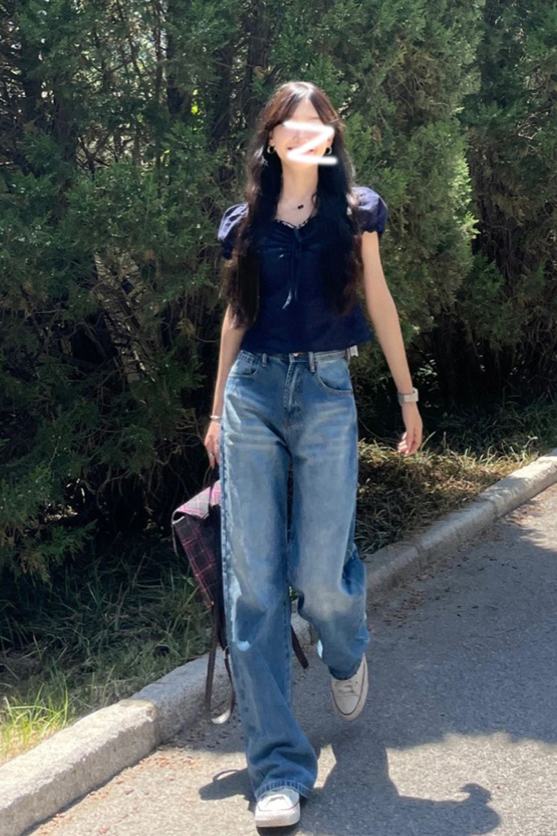 青ファッション 青ファッション パフスリーブ優美ブラウス