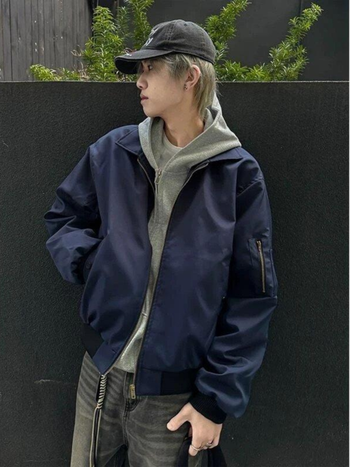 青ファッション 青ファッション 都会派シンプルブルゾン