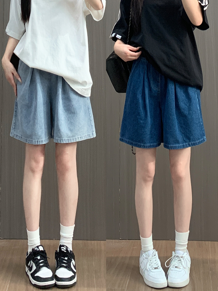 青ファッション ゆったりデニムキュロット