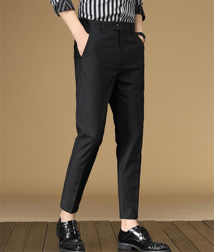 青ファッション 春夏メンズスリムフィットスーツパンツ