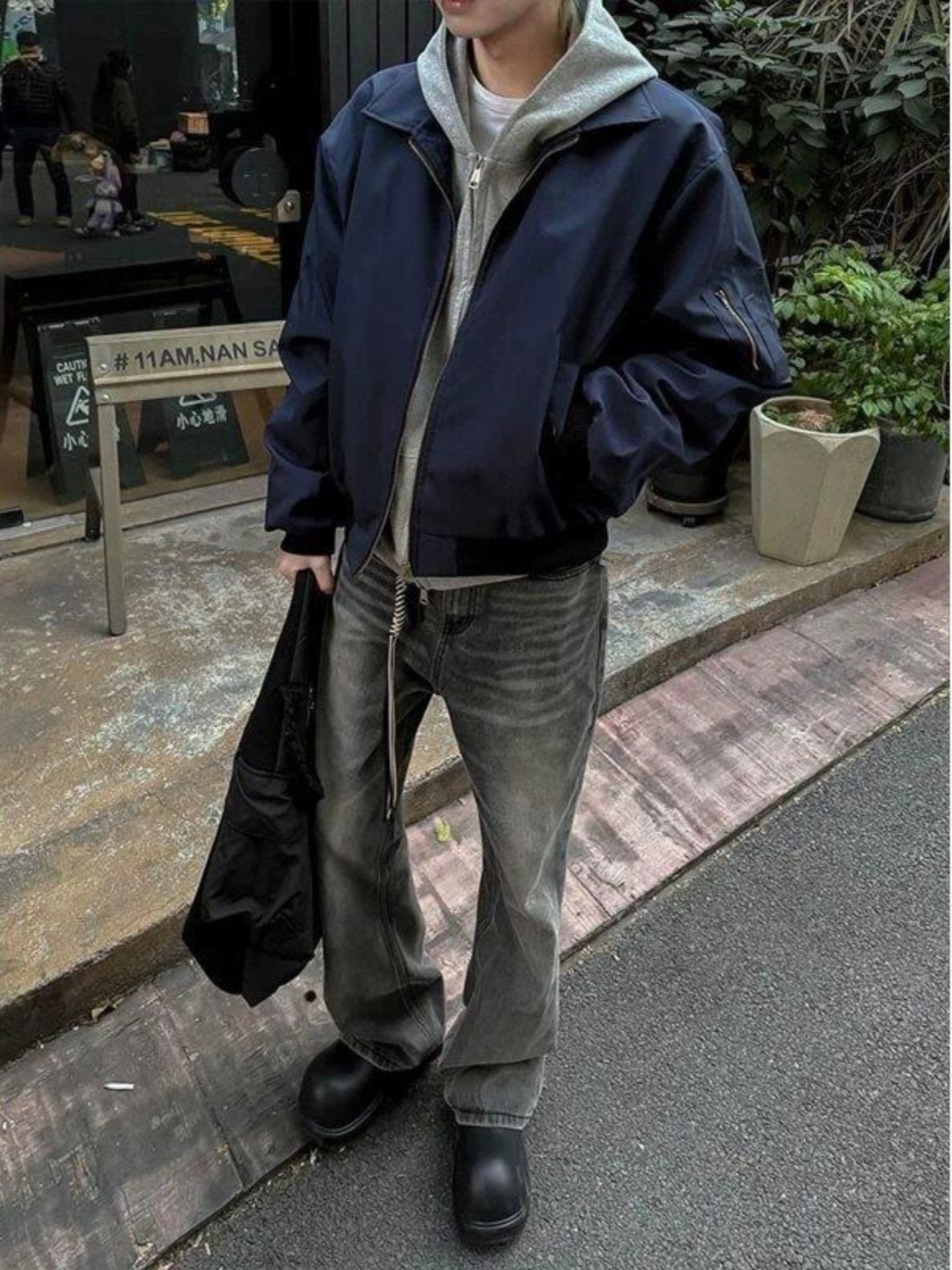 青ファッション 青ファッション 都会派シンプルブルゾン