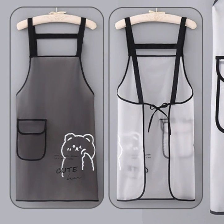 保育士 エプロン 笑顔の子猫プリント付き保育士用キャラクターエプロン