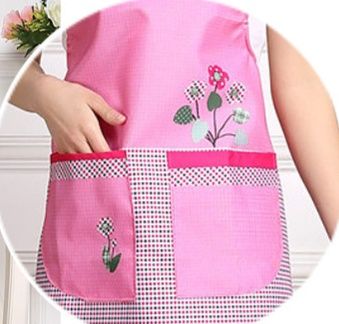 保育士 エプロン チューリップ刺繍チェック柄切替保育士かわいいエプロン