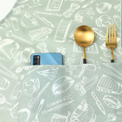 保育士 エプロン 北欧風キッチン道具総柄保育士エプロン