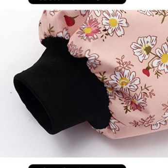 保育士 エプロン 小花柄うさぎポケット付き長袖エプロン