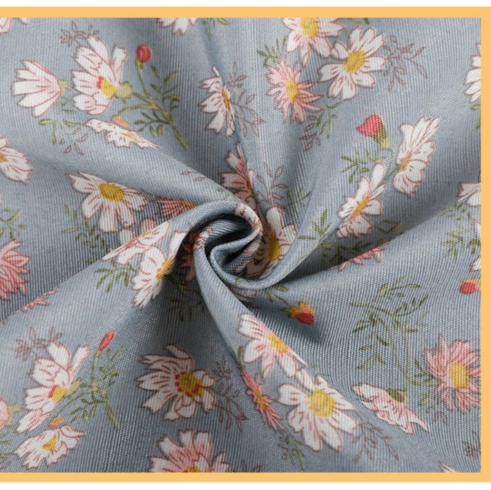 保育士 エプロン 小花柄うさぎポケット付き長袖エプロン