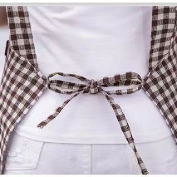 保育士 エプロン 格子柄刺繍入り大容量ポケット付きナチュラル保育士エプロン