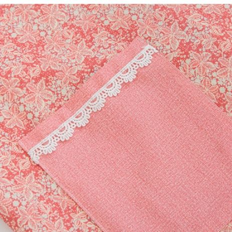 保育士 エプロン 北欧花柄長袖エプロン レース付きポケット