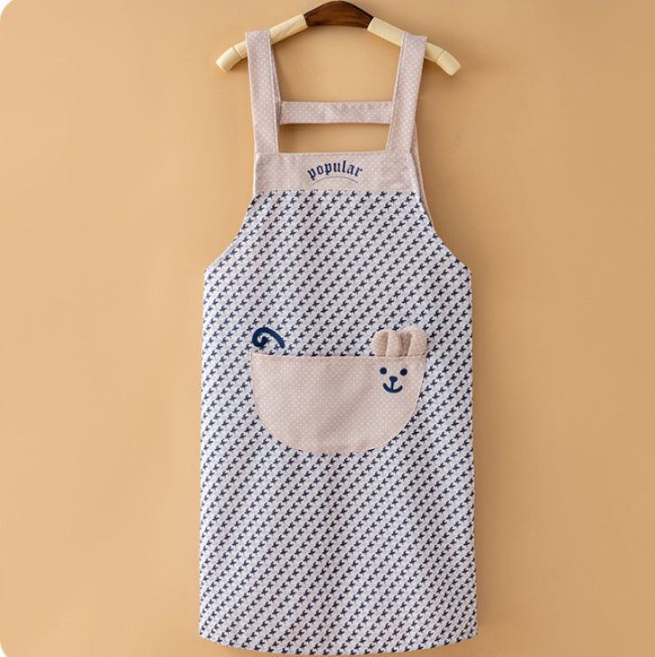 保育士 エプロン かわいいうさぎポケット付きストライプ柄保育士エプロン