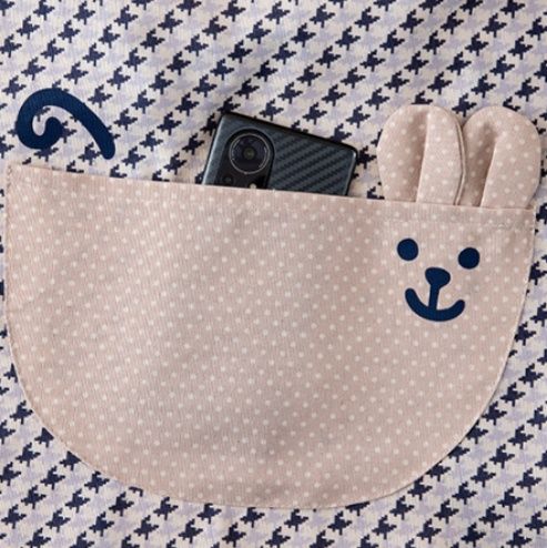 保育士 エプロン かわいいうさぎポケット付きストライプ柄保育士エプロン