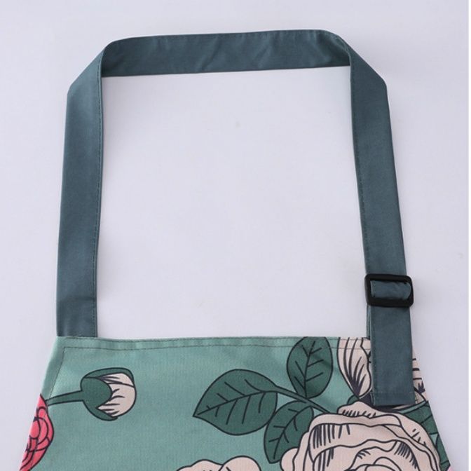 保育士 エプロン 北欧風ローズガーデン柄エプロン