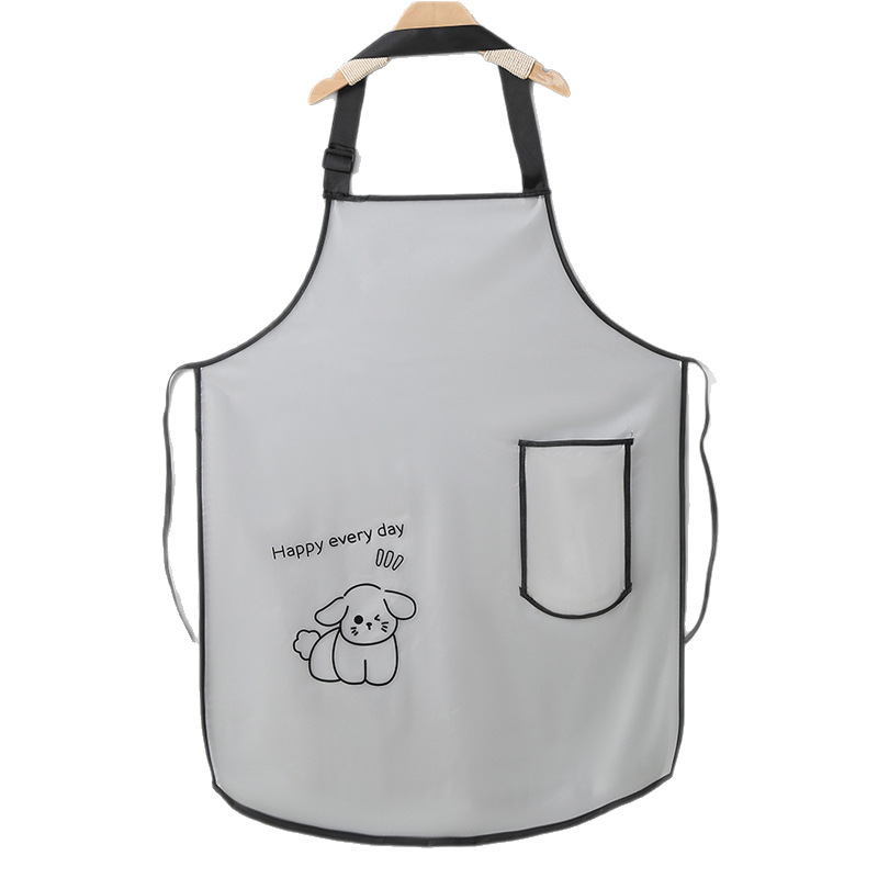 保育士 エプロン かわいい子犬プリント防水エプロン 毎日楽しい保育士用