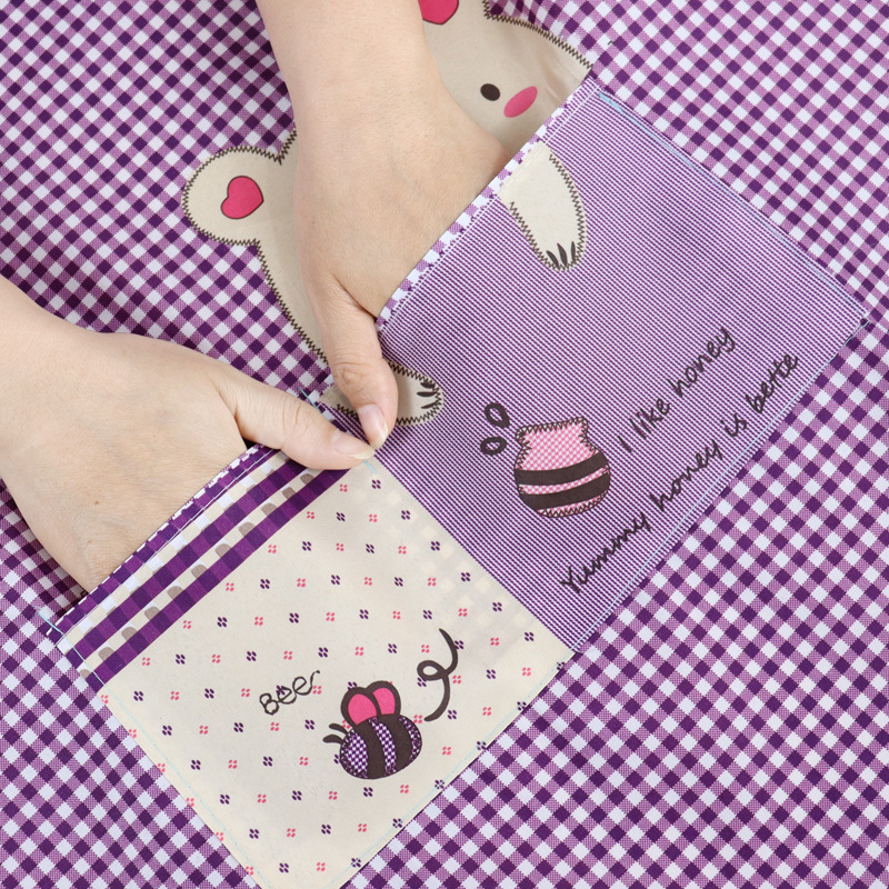 保育士 エプロン くまさんポケット付きギンガムチェック長袖スモック