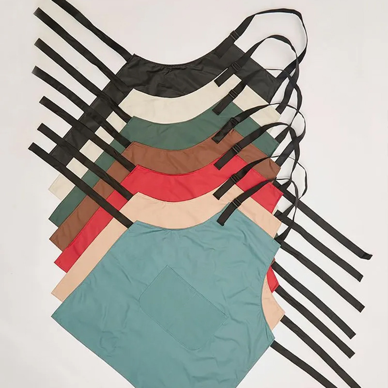 保育士 エプロン 背中結びデザイン調整可能ポケット付きエプロン