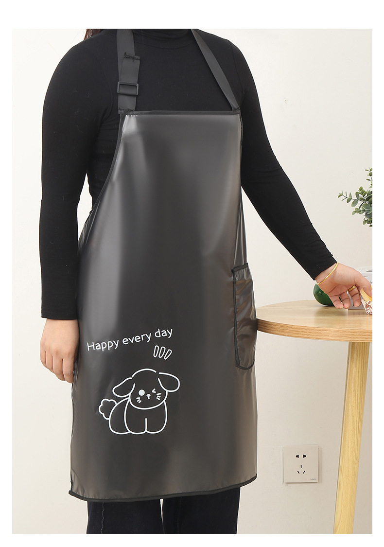 保育士 エプロン かわいい子犬プリント防水エプロン 毎日楽しい保育士用